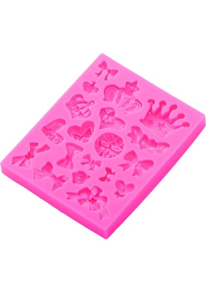Taç Kurdele Çiçek Kalp Cupcake Silikon Kalıp K-1131
