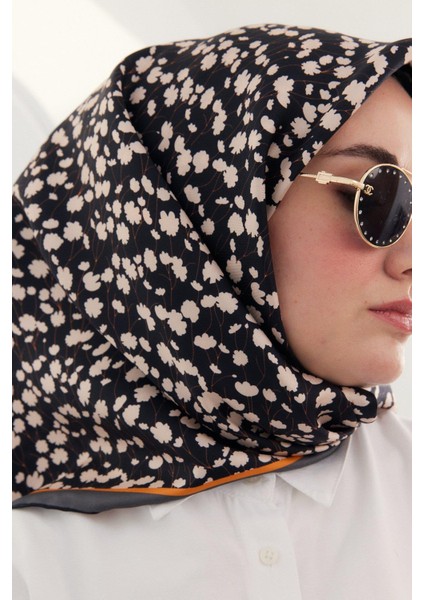 Twill Ipek Eşarp - 11412-28 Siyah Turuncu fiyatları