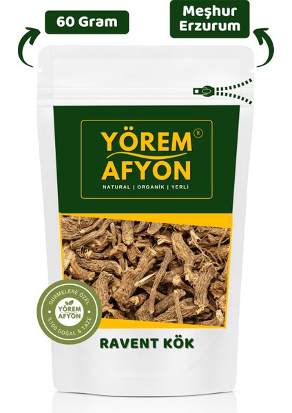 Yörem Afyon Yörem Afyon Meşhur Erzurum Sindirim Sistemi Dostu Ravent Kök, Dağ Muzu (Rheum Rhabarbarum) | 60Gr.
