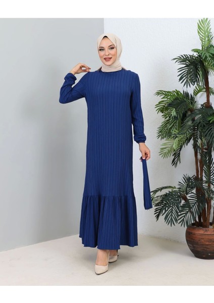 Lara Kuşaklı Elbise Indigo