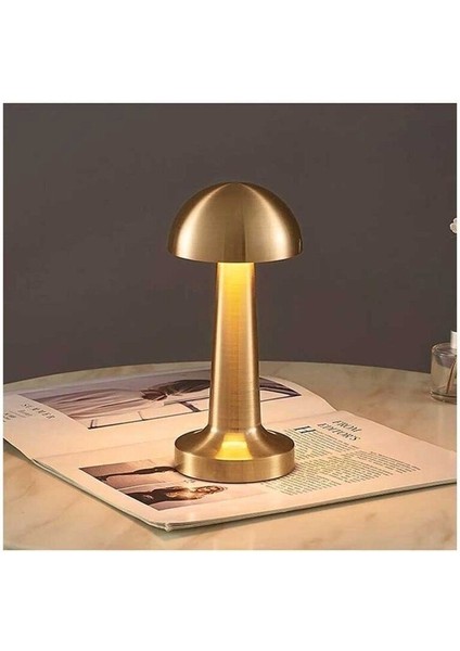 Mantar Model Retro Masa Lambası Gold Altın Renkli Dimmerli Şarjlı Dekoratif Dokunmatik Masa Lambası indirimleri