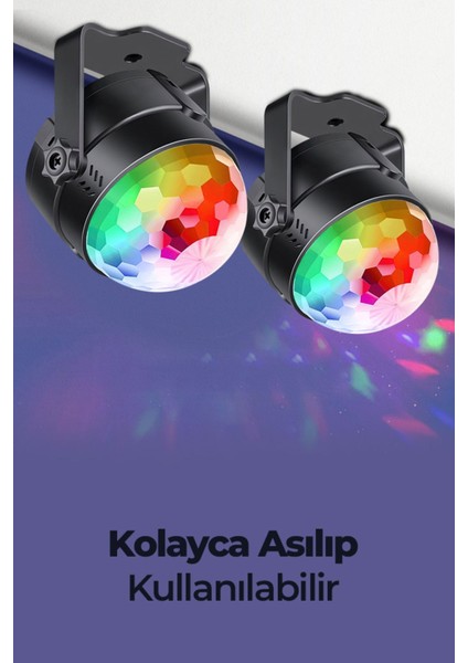 Kumandalı Sese Duyarlı Ledli Disko Topu Vantuzlu Araç ve Ev-Ofis Için Disko Lambası