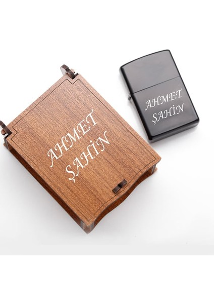Kişiye Özel Ahşap Kutulu Benzinli Zipo Çakmak