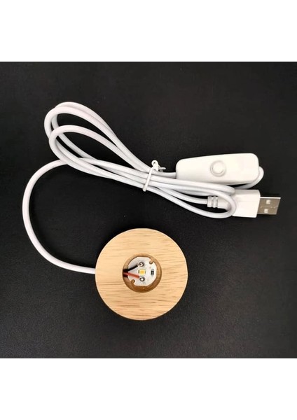 Kişiye Özel Işıklı Ahşap Kaideli Kuromi Cam Küre 8 cm x 6 cm