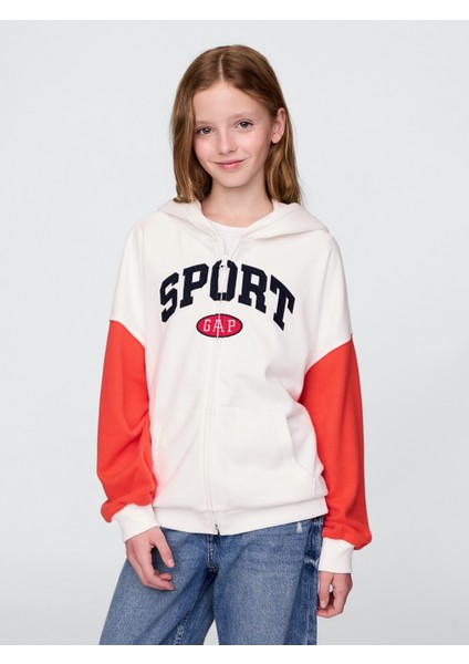 Kız Çocuk Çok Renkli Vintage Soft Logo Fransız Havlu Kumaşı Sweatshirt