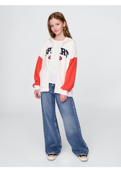 Kız Çocuk Çok Renkli Vintage Soft Logo Fransız Havlu Kumaşı Sweatshirt modelleri
