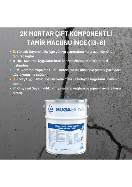 2k Mortar Çift Komponentli Tamir Macunu Ince (13+6)