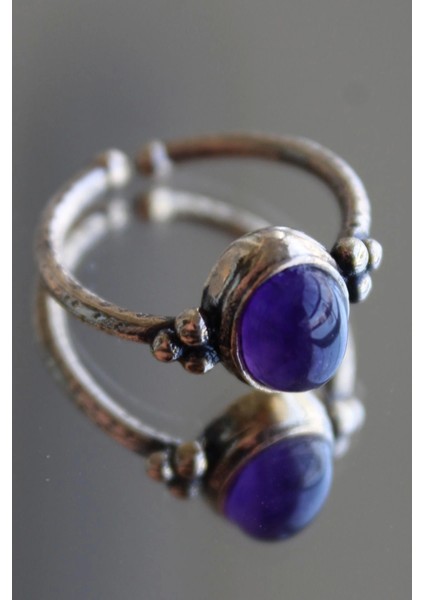 Vintage Seri Ayarlanabilir Paslanmaz Kararmaz 3 Nokta Kollu Tasarım Ametist Doğal Taş Bronz Yüzük fiyatları