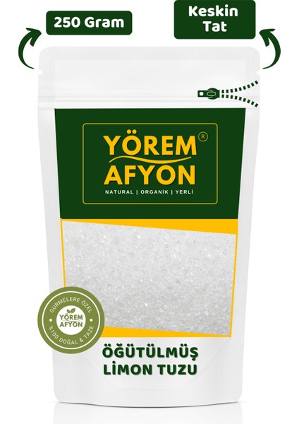 Yörem Afyon Kristal Beyaz Keskin Tatlı Saf Öğütülmüş, Toz Limon Tuzu | 250GR.