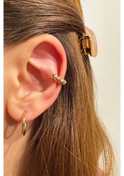 Özel Seri Kalın Burgu Halka Model Tasarım Çelik Kıkırdak Küpe