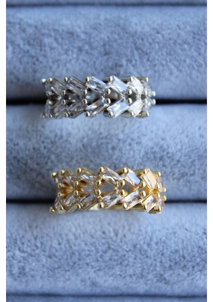 Yeni Sezon Çapraz Full Baget Zirkon Taşlı Model Ayarlanabilir Kadın Yüzük fırsatları