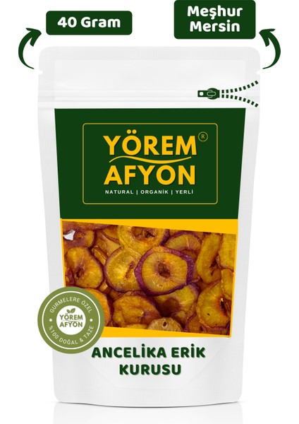 Yörem Afyon Meşhur Mersin %100 Meyve Glütensiz Besleyici Halka Ancelika Erik Kurusu, Cips | 40GR.