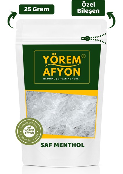 Yörem Afyon 3 Doğal Bileşenli Kristal Beyaz Keskin Ferahlatıcı Mentol, Menthol | 25Gr.