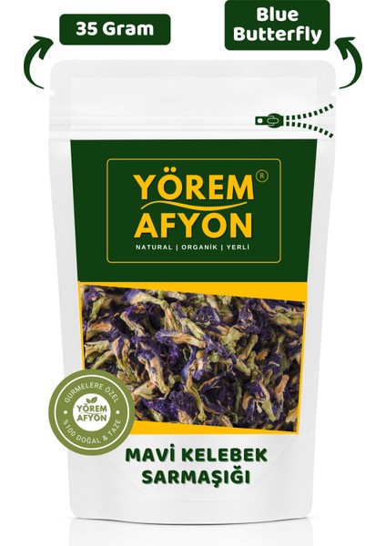 Yörem Afyon Organik Mavi Kelebek Sarmaşığı, Tea Butterfly Pea,clitoria Ternatea | 35GR.