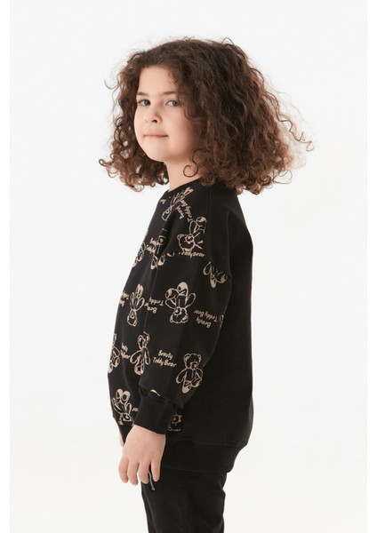 Ayıcık Baskılı Kız Çocuk Sweatshirt fırsatları