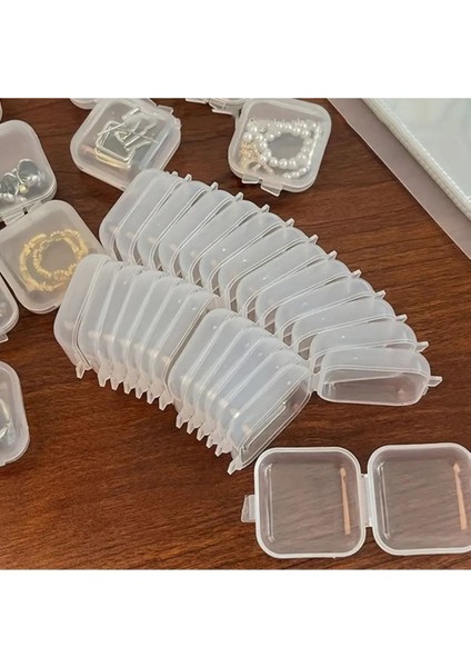 Tekno Trust 5 Adet Mini Şeffaf Plastik Altın Takı Mücevher Kolye Yüzük Küpe Saklama Kutusu