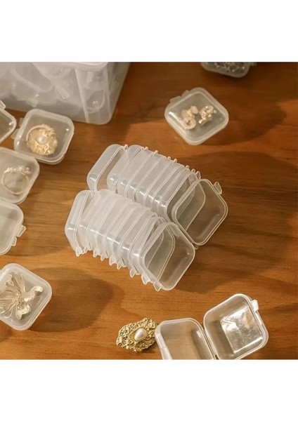 Tekno Trust 5 Adet Mini Şeffaf Plastik Altın Takı Mücevher Kolye Yüzük Küpe Saklama Kutusu modelleri
