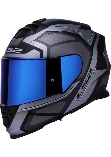 Storm 2 Faster Mat Tıtanıum Kapalı Motosiklet Kaskı Mavi Camlı