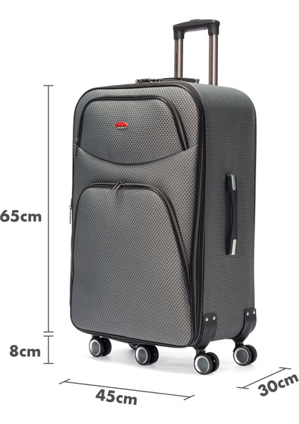 My Polo 05 3'lü Set Hafif Lüx Kumaş 5 Tekerlekli Valiz Seyahat Tatil