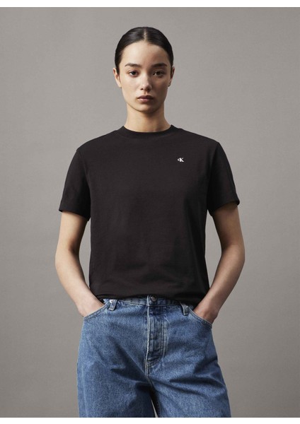 Bisiklet Yaka Düz Siyah Kadın T-Shirt J20J224986BEH