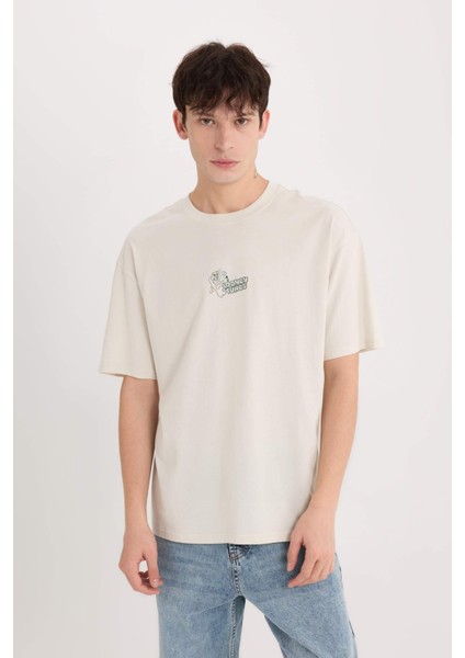%100 Pamuk Looney Tunes Boxy Fit Bisiklet Yaka Sırt Baskılı Kısa Kollu Tişört E1871AX25SP indirimleri
