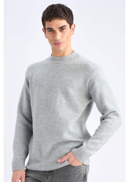 Relax Fit Bisiklet Yaka Triko Kazak E8390AX24CW