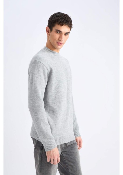 Relax Fit Bisiklet Yaka Triko Kazak E8390AX24CW fırsatları