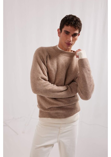 Relax Fit Bisiklet Yaka Triko Kazak E8390AX24CW