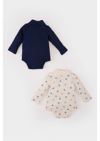 Erkek Bebek Yenidoğan Polo Yaka Baskılı Pike 2'li Uzun Kollu Çıtçıtlı Body D9086A525SP fırsatları