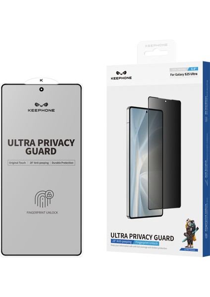 Samsung Galaxy S25 Ultra Ekran Koruyucu Hayalet Cam Aktif Parmak Izi Okuyuculu Keephone Guard