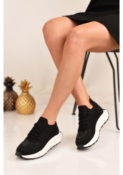Kadın Kalın Tabanlı Taş Detaylı Sneaker Spor Ayakkabı