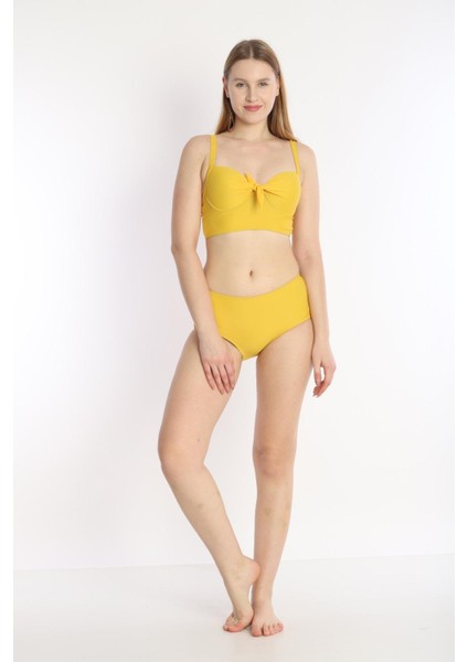 Kadın Askılı Ayarlanabilir Fiyonklu Boş Kaplı Bikini Sarı 7206 fiyatları