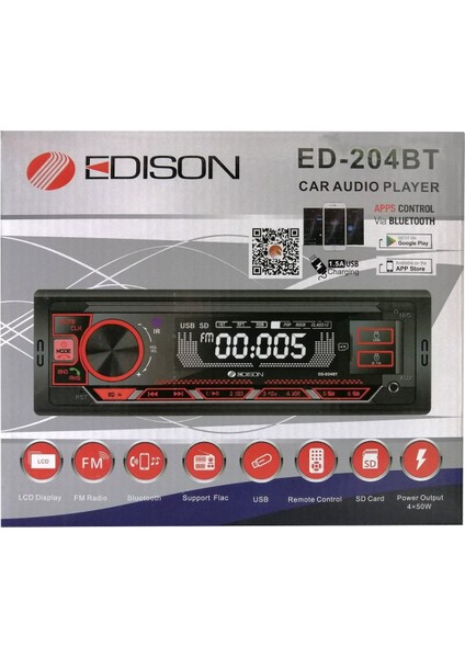 Ed 204 Bt USB Aux Bluetooth Fm Radyo Oto Teyp Mp3