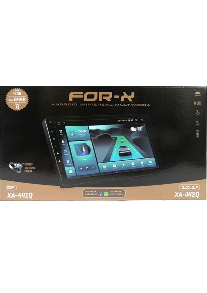 For x XQ-441Q 9 Inch QLED Multimedya 4-64GB 4 Çekirdek Carplay Android Auto Dvr+Geri Görüş Kamerası