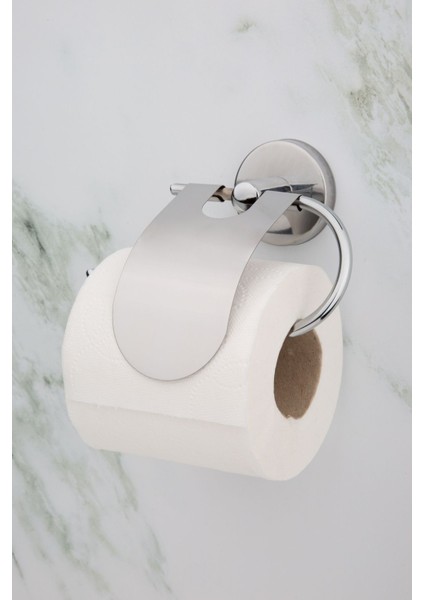 Krom Kare Havluluk Dar Kapaklı Tuvalet Peçeteliği Bornoz Askısı 3 Lü Banyo Seti