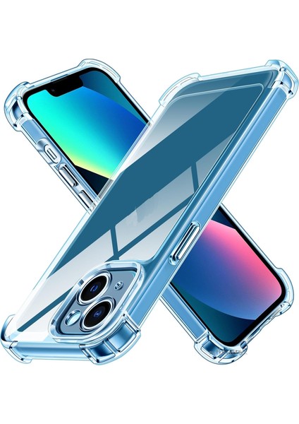 Apple iPhone 14 Plus Kılıf Köşe Korumalı Darbeye Dayanıklı Antişok Şeffaf Silikon Sert Pc Kapak