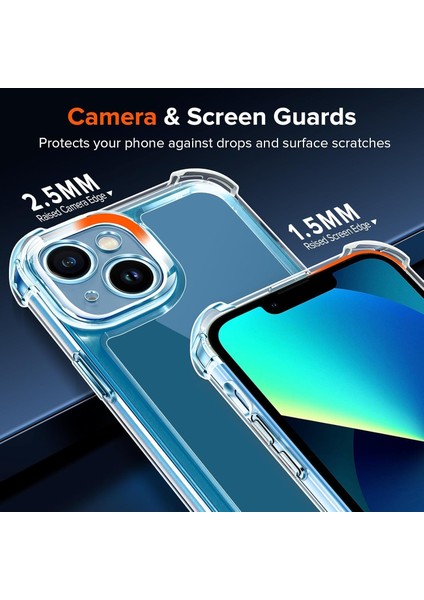 Iphone 15 Plus Kılıf Köşe Korumalı Darbeye Dayanıklı Antişok Şeffaf Silikon Kapak + 9h Ekran Koruyucu Cam 2in1 Set