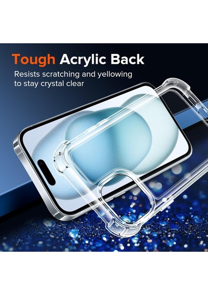 Iphone 15 Plus Kılıf Köşe Korumalı Darbeye Dayanıklı Antişok Şeffaf Silikon Kapak + 9h Ekran Koruyucu Cam 2in1 Set