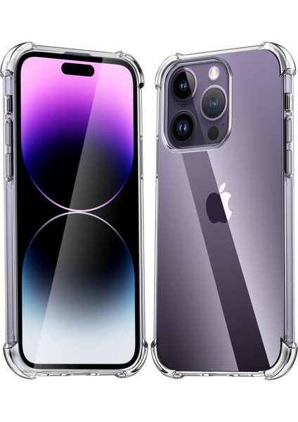 Apple iPhone 14 Pro Max Kılıf Köşe Korumalı Darbeye Dayanıklı Antişok Şeffaf Silikon Pc Kapak