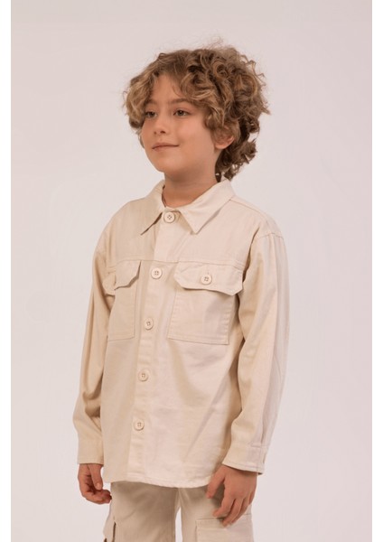 Günlük ve Özel Anlar Için Şık Pamuklu Gabardin Erkek Çocuk Gömlek Ceket