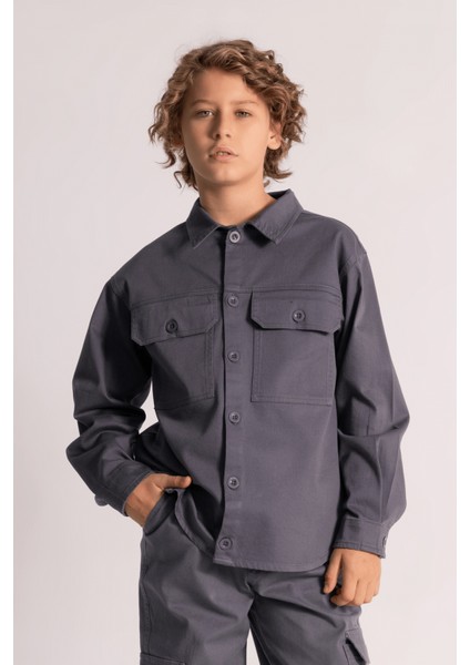 Günlük ve Özel Anlar Için Şık Pamuklu Gabardin Erkek Çocuk Gömlek Ceket