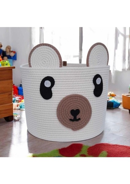 Oyuncak Sepeti Büyük Boy Panda Oyuncak Sepeti Pamuk Organik Sepet