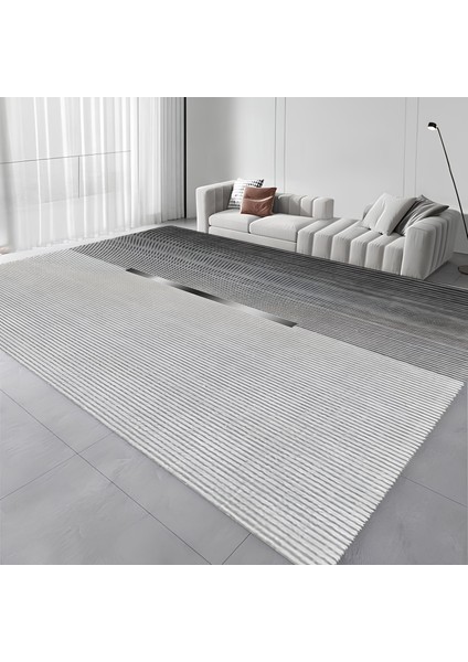Dijital Baskı Modern Salon Mutfak Koridor Halısı Kaymaz Taban Gri 4009