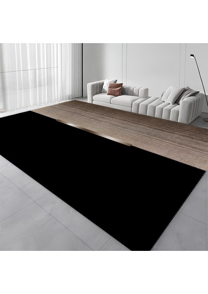 Dijital Baskı Modern Salon Mutfak Koridor Halısı Kaymaz Taban Kahve Siyah 4009