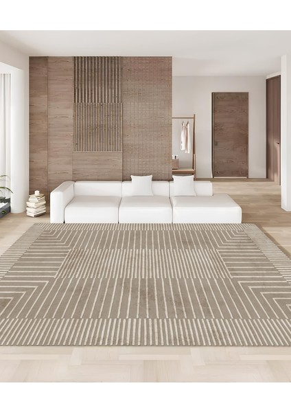 Dijital Baskı Modern Salon Mutfak Koridor Halısı Kaymaz Taban Vizon 4006