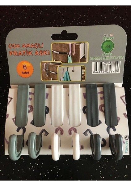 6'lı Çok Amaçlı Pratik Askı Sert Plastik -GMP-799-OP-8 - BRK5277-5002