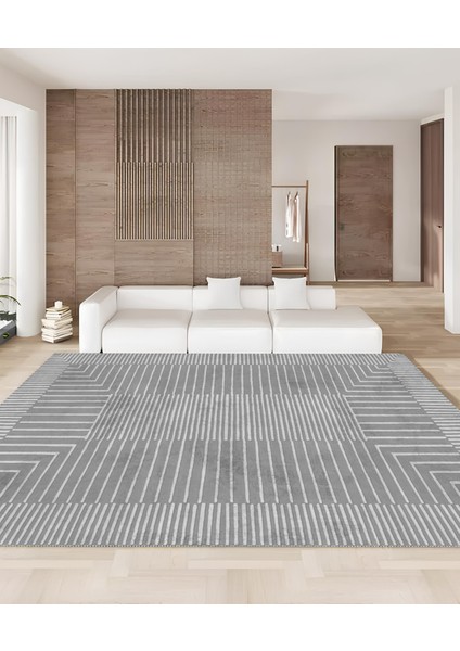 Dijital Baskı Modern Salon Mutfak Koridor Halısı Kaymaz Taban Gri 4006