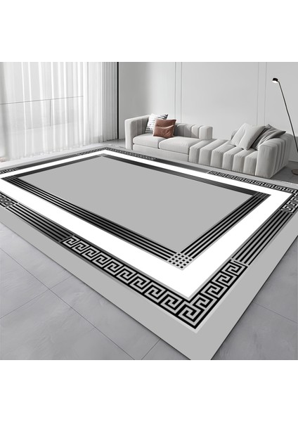Dijital Baskı Modern Salon Mutfak Koridor Halısı Kaymaz Taban Gri 4001