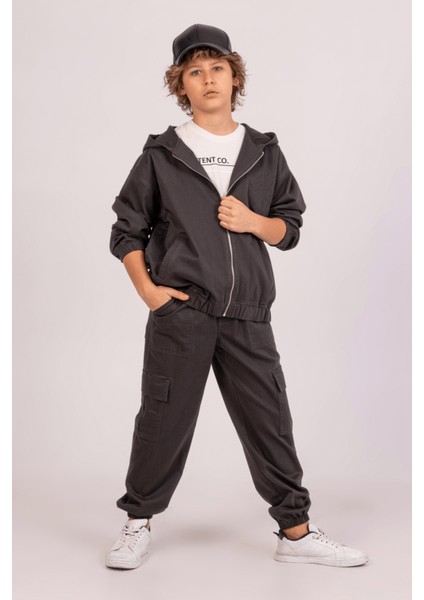 Good Vibes Gabardin Kapüşonlu Fermuarlı Erkek Çocuk Sweatshirt