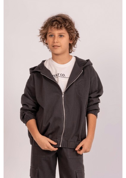 Good Vibes Gabardin Kapüşonlu Fermuarlı Erkek Çocuk Sweatshirt